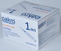 1 мл трехкомпонентный шприц Pakro инсулиновый U100 , с иглой 0,3х13, 100 шт купить в Астрахани